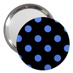 Polka Dots - Cornflower Blue on Black 3  Handbag Mirror