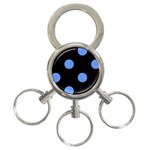 Polka Dots - Cornflower Blue on Black 3-Ring Key Chain
