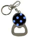 Polka Dots - Cornflower Blue on Black Bottle Opener Key Chain