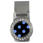 Polka Dots - Cornflower Blue on Black Money Clip (CZ)