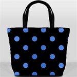 Polka Dots - Cornflower Blue on Black Bucket Bag