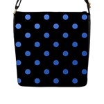 Polka Dots - Cornflower Blue on Black Flap Closure Messenger Bag (L)