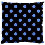 Polka Dots - Cornflower Blue on Black Large Cushion Case (Two Sides)