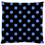 Polka Dots - Cornflower Blue on Black Large Flano Cushion Case (One Side)