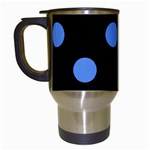 Polka Dots - Cornflower Blue on Black Travel Mug (Black)