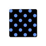 Polka Dots - Cornflower Blue on Black Magnet (Square)