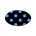 Polka Dots - Cornflower Blue on Black Sticker Oval (100 pack)