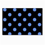 Polka Dots - Cornflower Blue on Black Postcard 4  x 6 