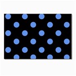 Polka Dots - Cornflower Blue on Black Postcards 5  x 7  (Pkg of 10)