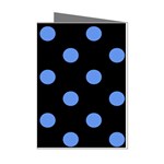 Polka Dots - Cornflower Blue on Black Mini Greeting Cards (Pkg of 8)