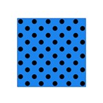 Polka Dots - Black on Dodger Blue Satin Bandana Scarf