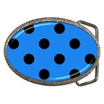 Polka Dots - Black on Dodger Blue Belt Buckle