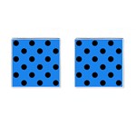 Polka Dots - Black on Dodger Blue Cufflinks (Square)