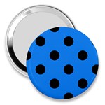 Polka Dots - Black on Dodger Blue 3  Handbag Mirror