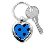 Polka Dots - Black on Dodger Blue Key Chain (Heart)