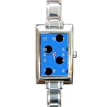 Polka Dots - Black on Dodger Blue Rectangle Italian Charm Watch