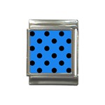 Polka Dots - Black on Dodger Blue Italian Charm (13mm)