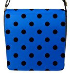 Polka Dots - Black on Dodger Blue Flap Closure Messenger Bag (S)