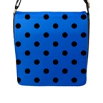 Polka Dots - Black on Dodger Blue Flap Closure Messenger Bag (L)
