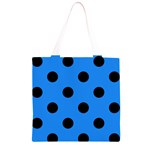 Polka Dots - Black on Dodger Blue Grocery Light Tote Bag