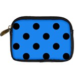 Polka Dots - Black on Dodger Blue Digital Camera Leather Case