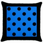 Polka Dots - Black on Dodger Blue Throw Pillow Case (Black)