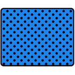 Polka Dots - Black on Dodger Blue Fleece Blanket (Medium) (One Side)