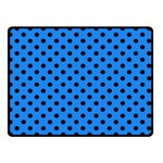 Polka Dots - Black on Dodger Blue Double Sided Fleece Blanket (Small) (Two Sides)
