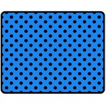 Polka Dots - Black on Dodger Blue Double Sided Fleece Blanket (Medium) (Two Sides)