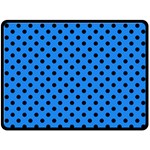 Polka Dots - Black on Dodger Blue Double Sided Fleece Blanket (Large) (Two Sides)