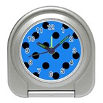 Polka Dots - Black on Dodger Blue Desk Alarm Clock