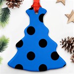 Polka Dots - Black on Dodger Blue Ornament (Christmas Tree)