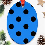 Polka Dots - Black on Dodger Blue Ornament (Oval)
