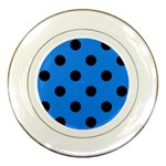 Polka Dots - Black on Dodger Blue Porcelain Plate