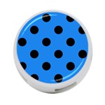 Polka Dots - Black on Dodger Blue 4-Port USB Hub (One Side)