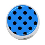 Polka Dots - Black on Dodger Blue 4-Port USB Hub (Two Sides)
