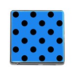 Polka Dots - Black on Dodger Blue Memory Card Reader (Square)