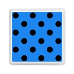 Polka Dots - Black on Dodger Blue Memory Card Reader with Storage (Square)