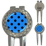 Polka Dots - Black on Dodger Blue 3-in-1 Golf Divot