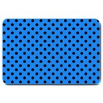 Polka Dots - Black on Dodger Blue Large Doormat