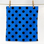 Polka Dots - Black on Dodger Blue Face Towel