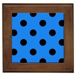 Polka Dots - Black on Dodger Blue Framed Tile