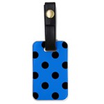 Polka Dots - Black on Dodger Blue Luggage Tag (One Side)