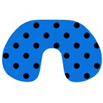 Polka Dots - Black on Dodger Blue Travel Neck Pillow
