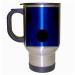 Polka Dots - Black on Dodger Blue Travel Mug (Silver Gray)