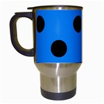 Polka Dots - Black on Dodger Blue Travel Mug (Black)