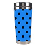 Polka Dots - Black on Dodger Blue Stainless Steel Travel Tumbler