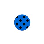 Polka Dots - Black on Dodger Blue 1  Mini Button