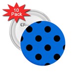 Polka Dots - Black on Dodger Blue 2.25  Button (10 pack)