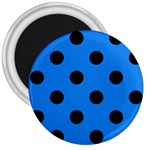 Polka Dots - Black on Dodger Blue 3  Magnet